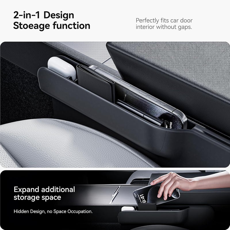 YONZEE 2-in-1 Car Steering Wheel Desk Tray & Car Seat Gap Filler Organizer – Foldable Carbon Fiber Look Table for Laptop, Eating, Writing – for Standard Round Steering Wheels - Image 3